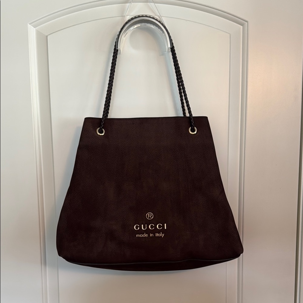 Gucci Brown Nubuck Leather Tote Bag